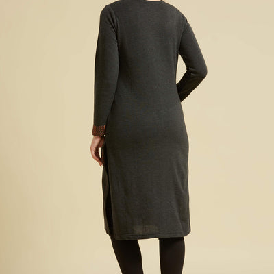 Grey Woolen Straight Kurti