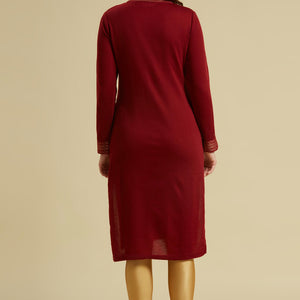 Maroon Woolen Straight Kurti