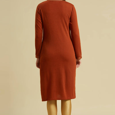 Dark Rust Woolen Straight Kurti
