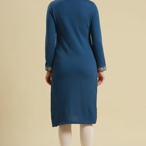 Blue Woolen Straight Kurti