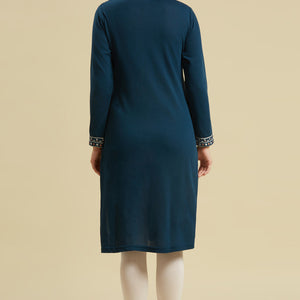 Dark Blue Woolen Straight Kurti