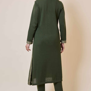Mehandi Green Floral Woolen Salwar Suit