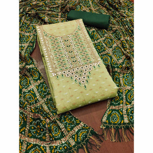 green-woven-with-gota-work-jacquard-dress-material