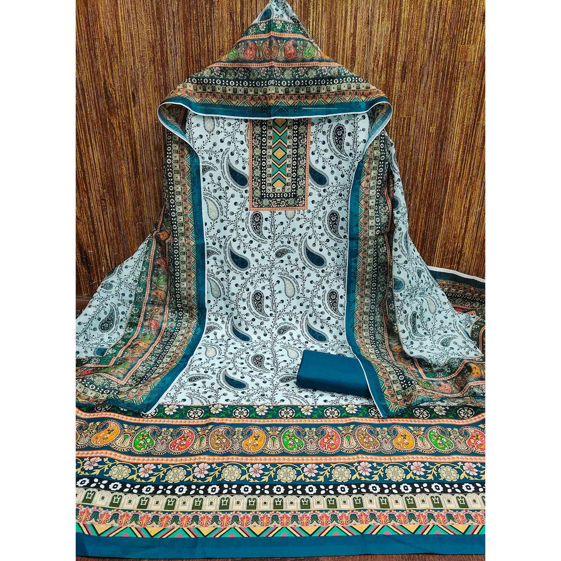 Morpich Floral Printed Cotton Blend Dress Material