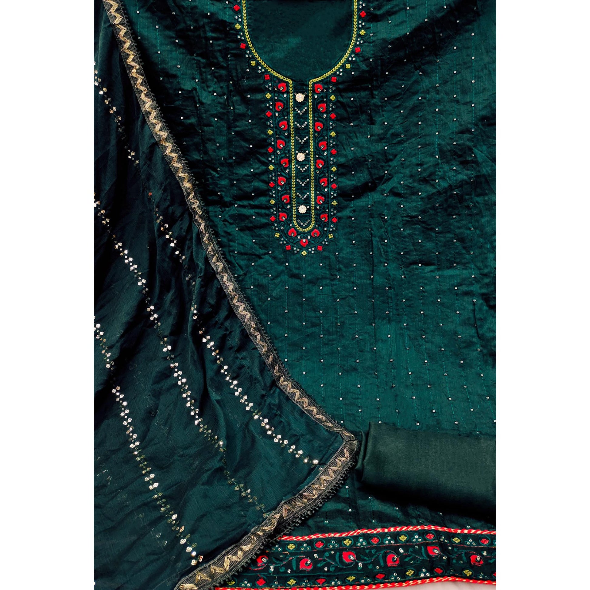 green-sequins-embroidered-chanderi-dress-material-2