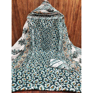 Morpich Printed With Embroidered Cotton Blend Dress Material
