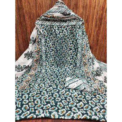 Morpich Printed With Embroidered Cotton Blend Dress Material