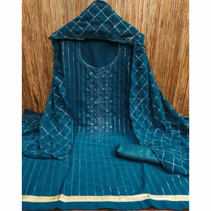 Morpich Sequins Embroidered Georgette Dress Material