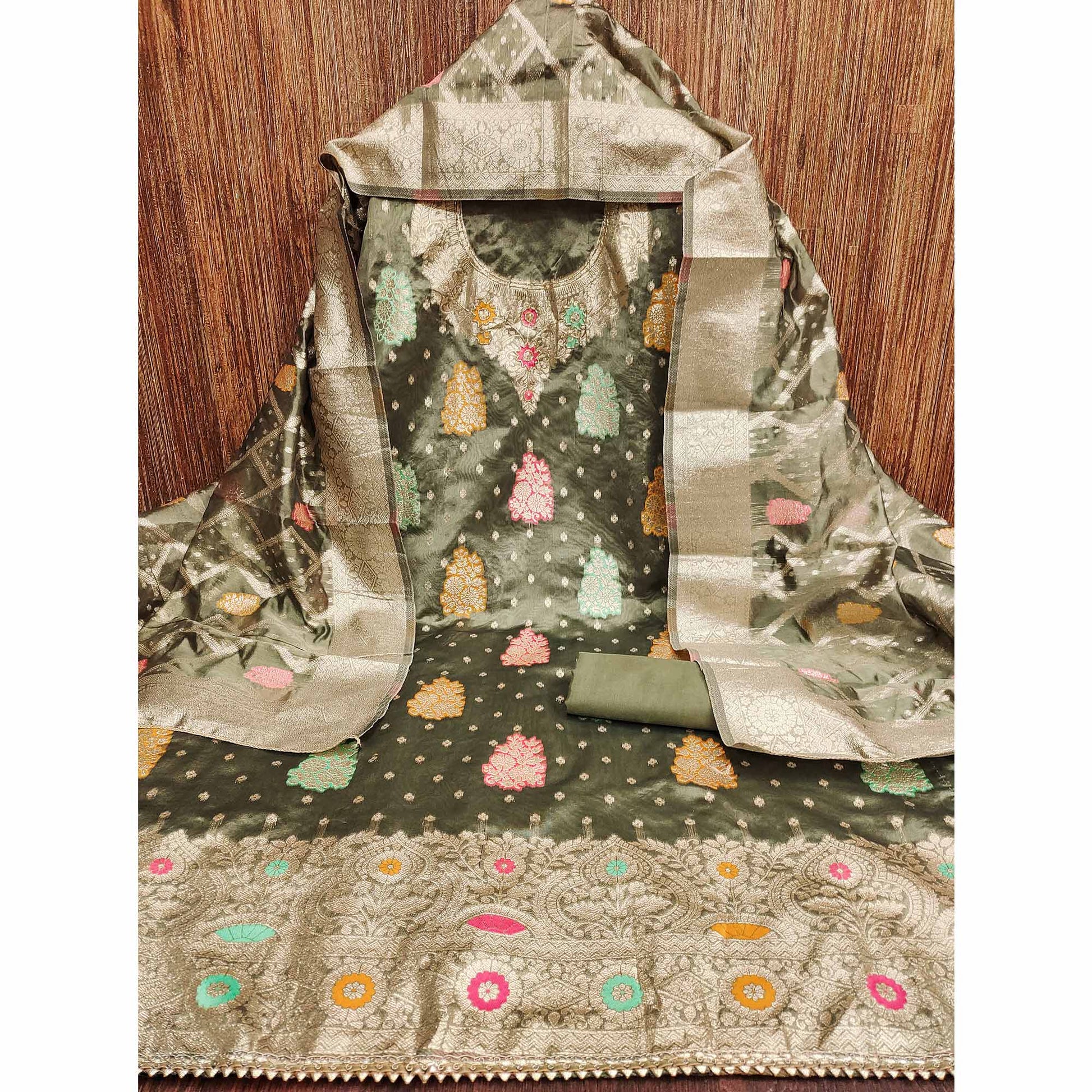 green-floral-woven-jacquard-dress-material-1
