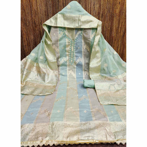 green-floral-woven-with-hand-embroidered-jacquard-dress-material-1