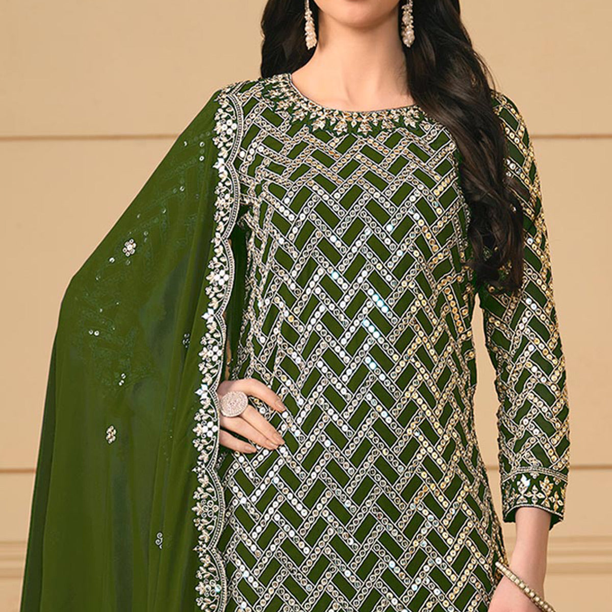 green-sequins-embroidered-georgette-semi-stitched-sharara-suit-3
