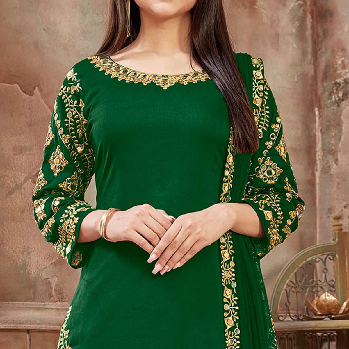 green-floral-embroidered-art-silk-patiala-suit