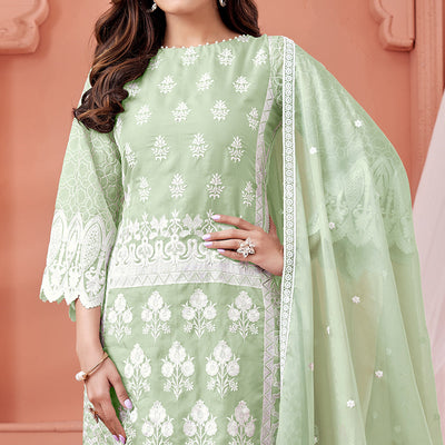 green-floral-embroidered-organza-semi-stitched-suit