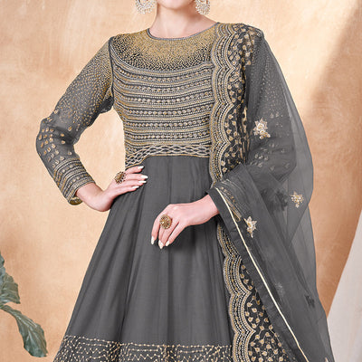 grey-floral-embroidered-net-semi-stitched-anarkali-suit