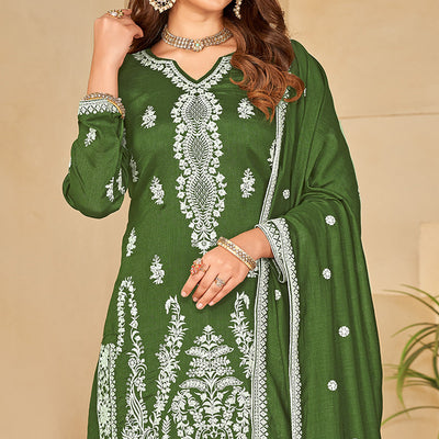 green-floral-embroidered-art-silk-semi-stitched-palazzo-suit