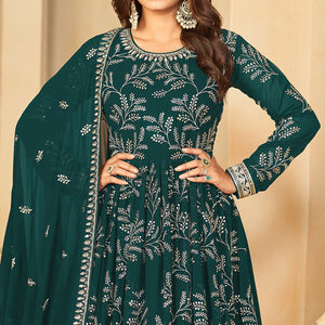 green-sequins-embroidered-georgette-anarkali-style-semi-stitched-gown