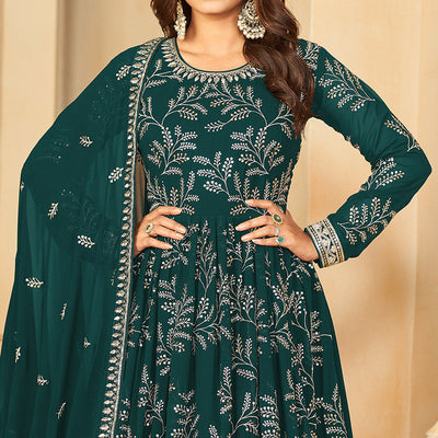 green-sequins-embroidered-georgette-anarkali-style-semi-stitched-gown
