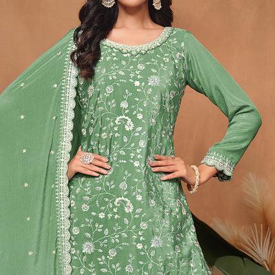 green-floral-sequins-embroidered-chinon-semi-stitched-palazzo-suit