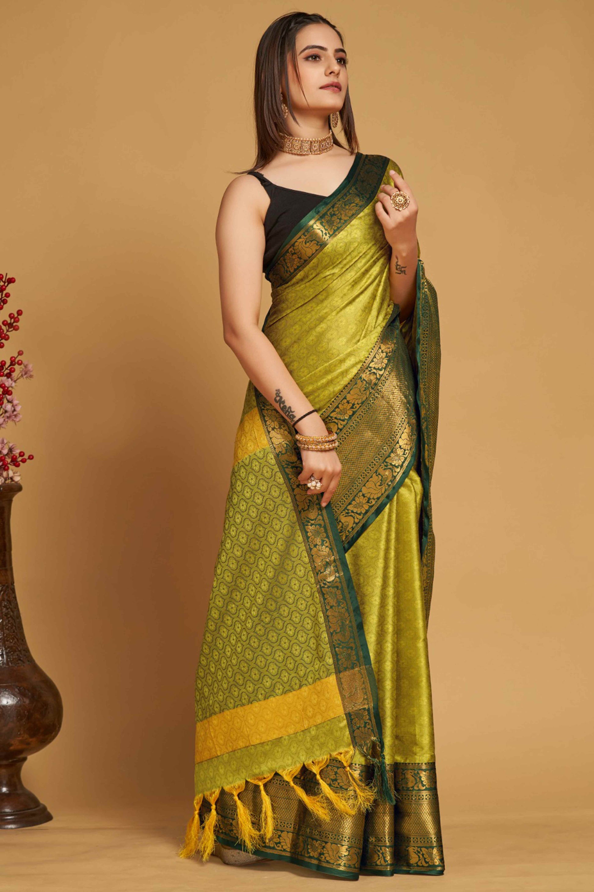 Light Green Zari Weaving Banarasi Silk Saree