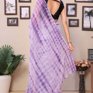 Lavender Shibori Printed Georgette Ready To Wear Saree