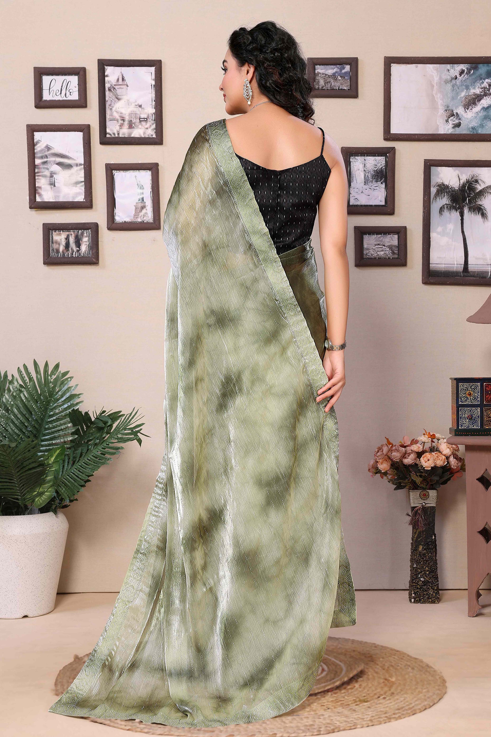 green-printed-with-diamond-work-zimmi-choo-organza-ready-to-wear-saree