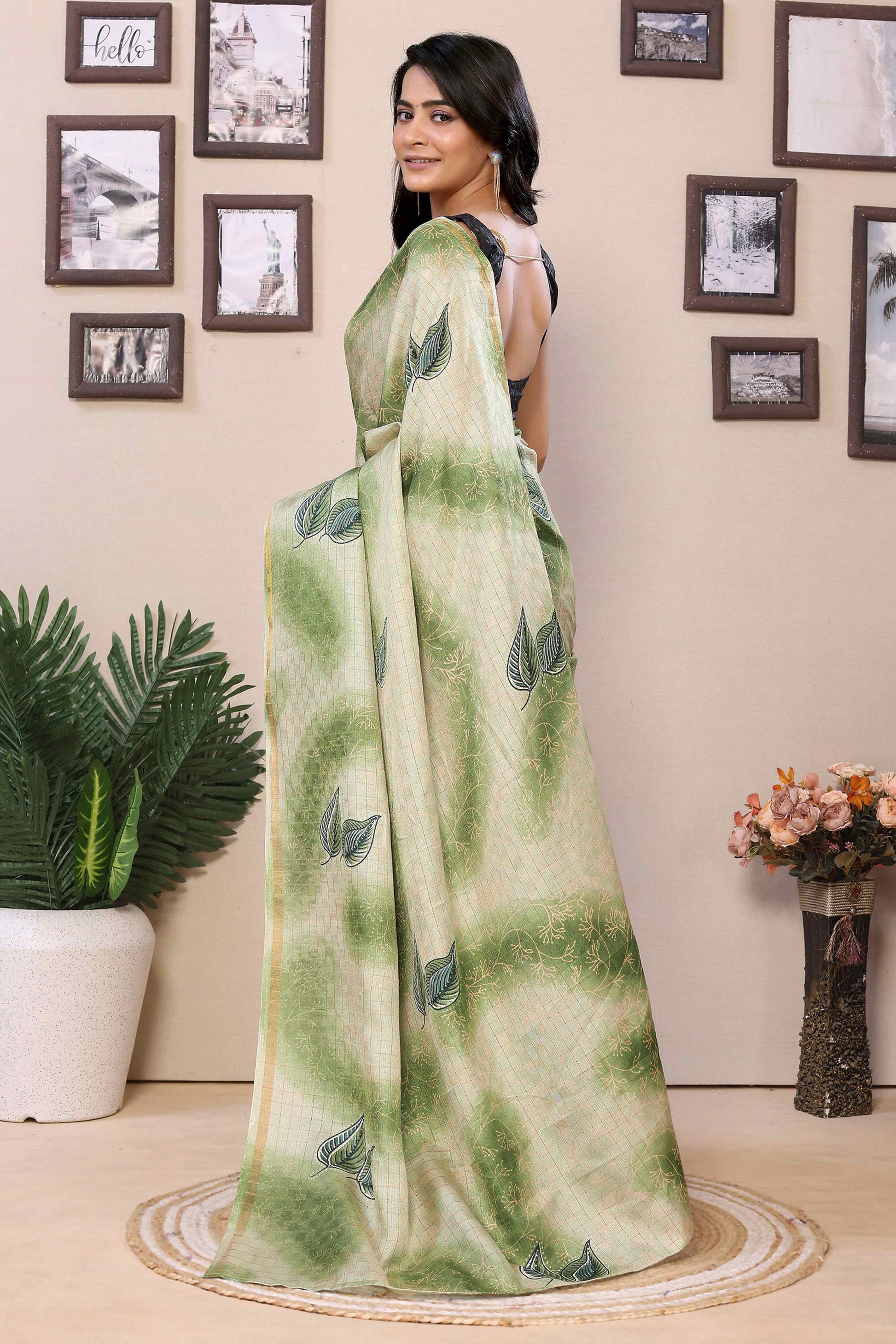 green-woven-with-printed-silk-ready-to-wear-saree