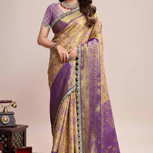 Dark Beige Zari Weaving Kanjivaram Silk Saree