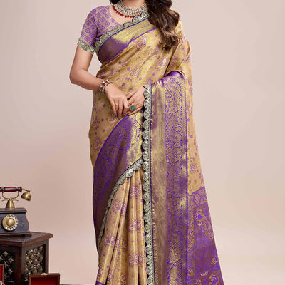 Dark Beige Zari Weaving Kanjivaram Silk Saree