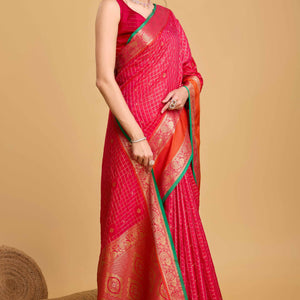 Crimson Red Zari Weaving Banarasi Silk Saree