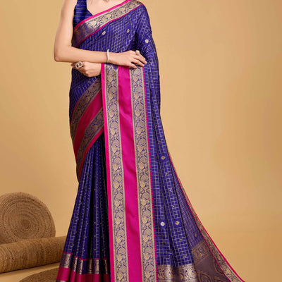 Blue Zari Weaving Banarasi Silk Saree