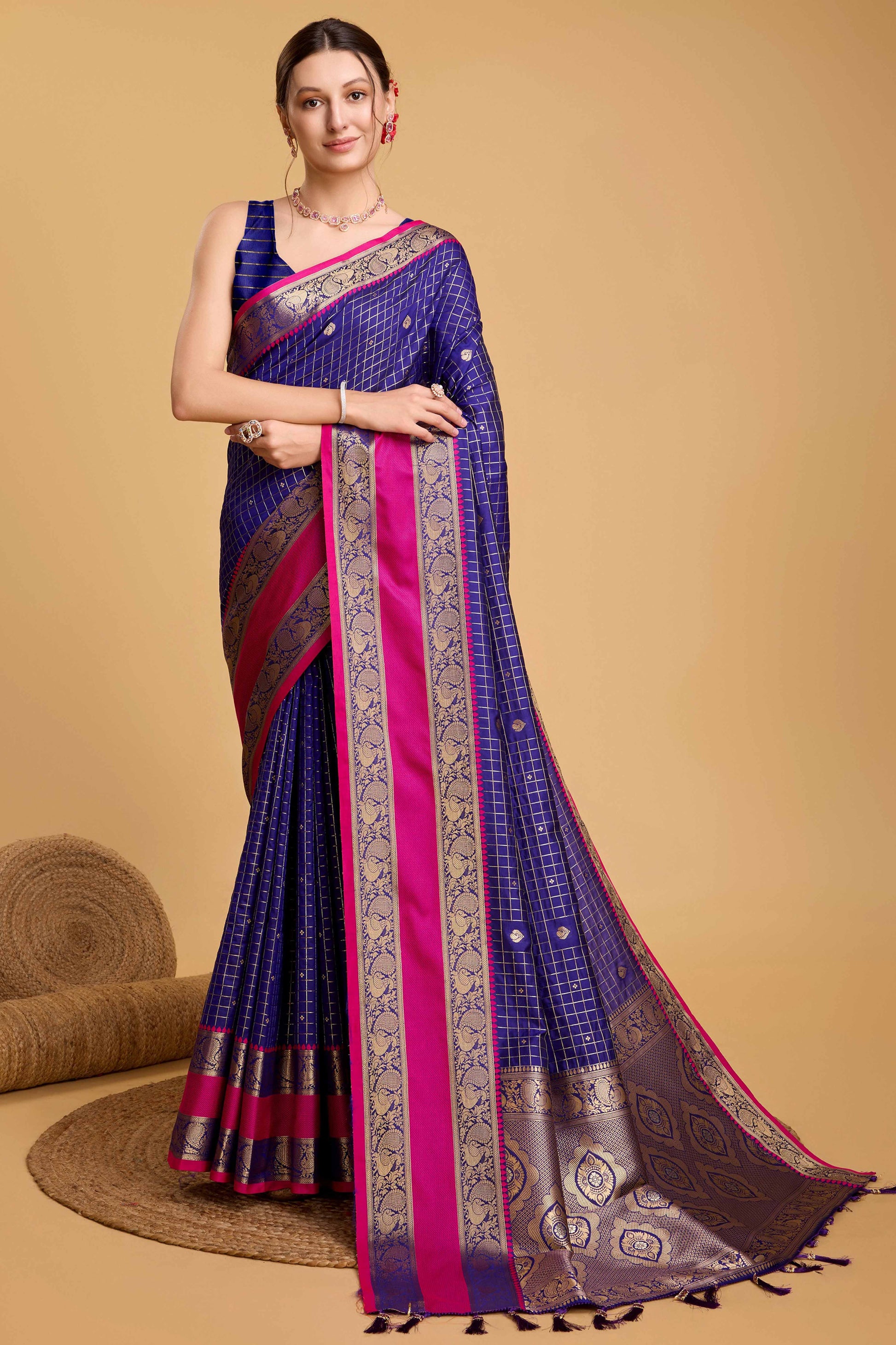 Blue Zari Weaving Banarasi Silk Saree