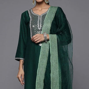 green-embroidered-rayon-kurti-set