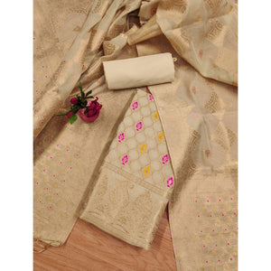 Chikoo Woven Chanderi Dress Material