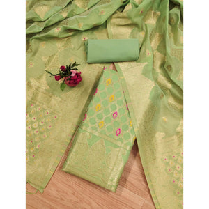 green-woven-chanderi-dress-material-3