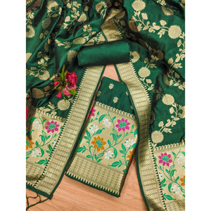 green-floral-woven-banarasi-silk-dress-material-5