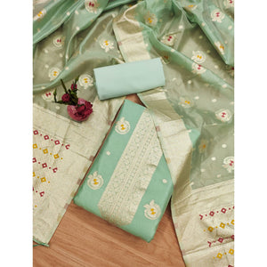 green-floral-woven-organza-dress-material-3