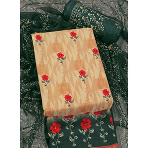 Cream Floral Printed Crepe Dress Material