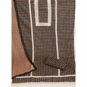 Cream & Black Printed Pure Cotton Dress Material