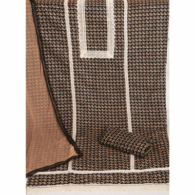 Cream & Black Printed Pure Cotton Dress Material