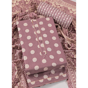 Mauve Printed With Gota Patti Work Pure Cotton Dress Material