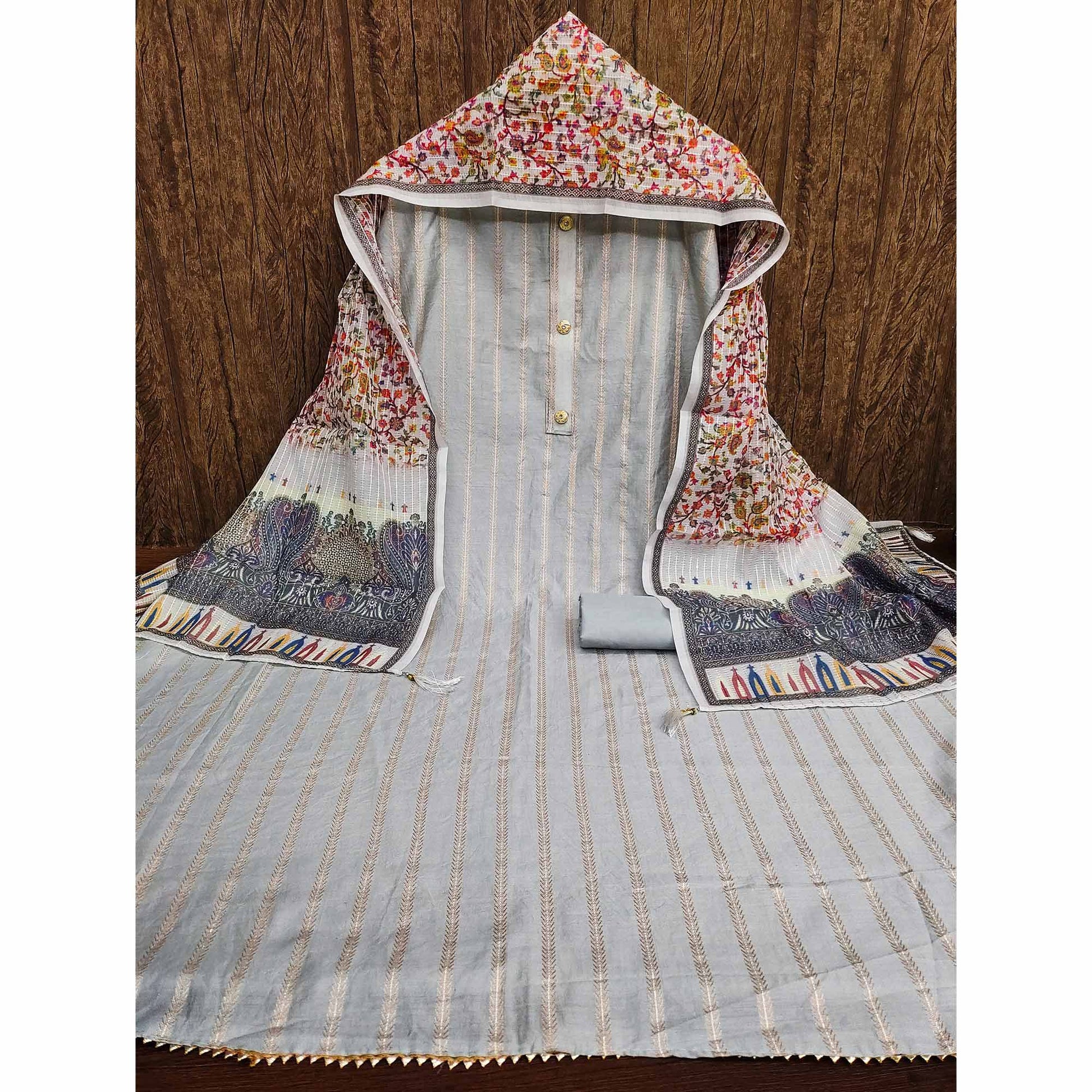 Grey Woven Modal Dress Material