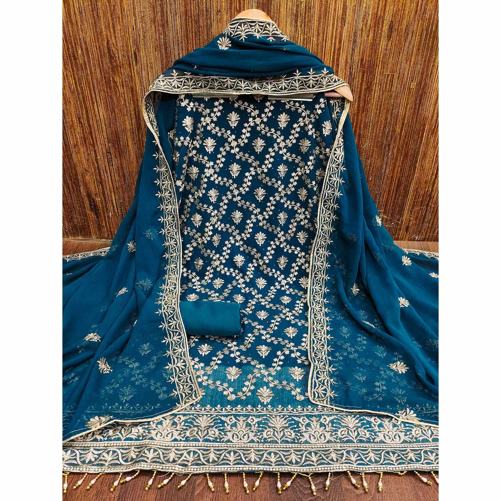 Morpich Floral Embroidered Georgette Dress Material