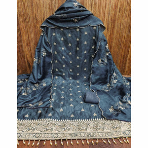 grey-embroidered-vichitra-silk-dress-material