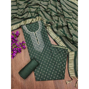 green-woven-with-handwork-cotton-blend-dress-material-1