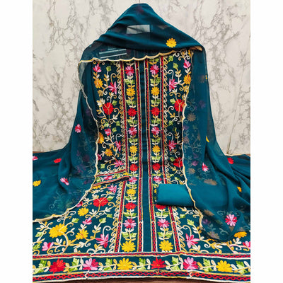 Morpich Floral Embroidered Georgette Dress Material