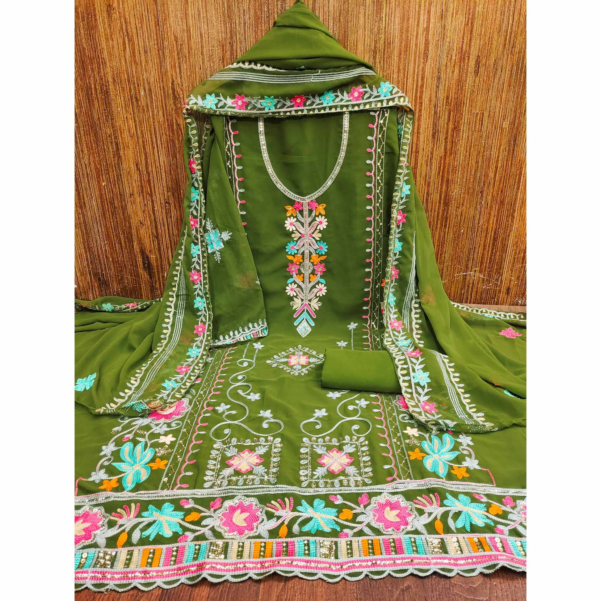 green-floral-sequins-embroidered-georgette-dress-material-3