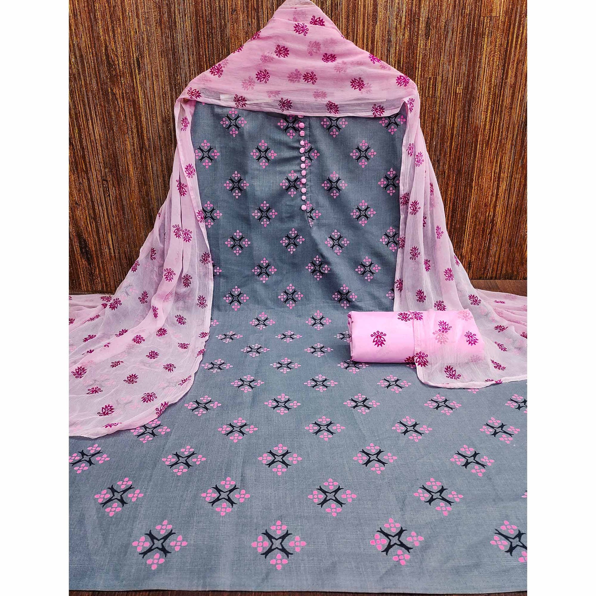 grey-pink-floral-printed-cotton-blend-dress-material