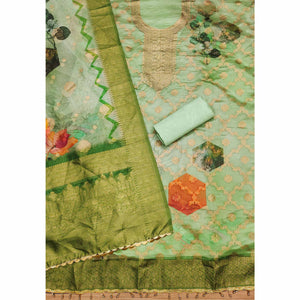 green-woven-work-organza-dress-material