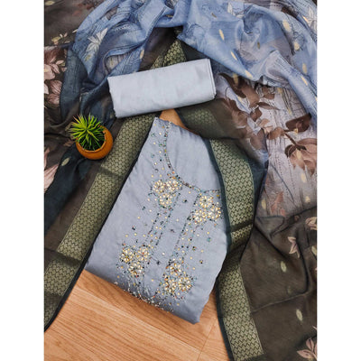 grey-floral-handwork-cotton-silk-dress-material
