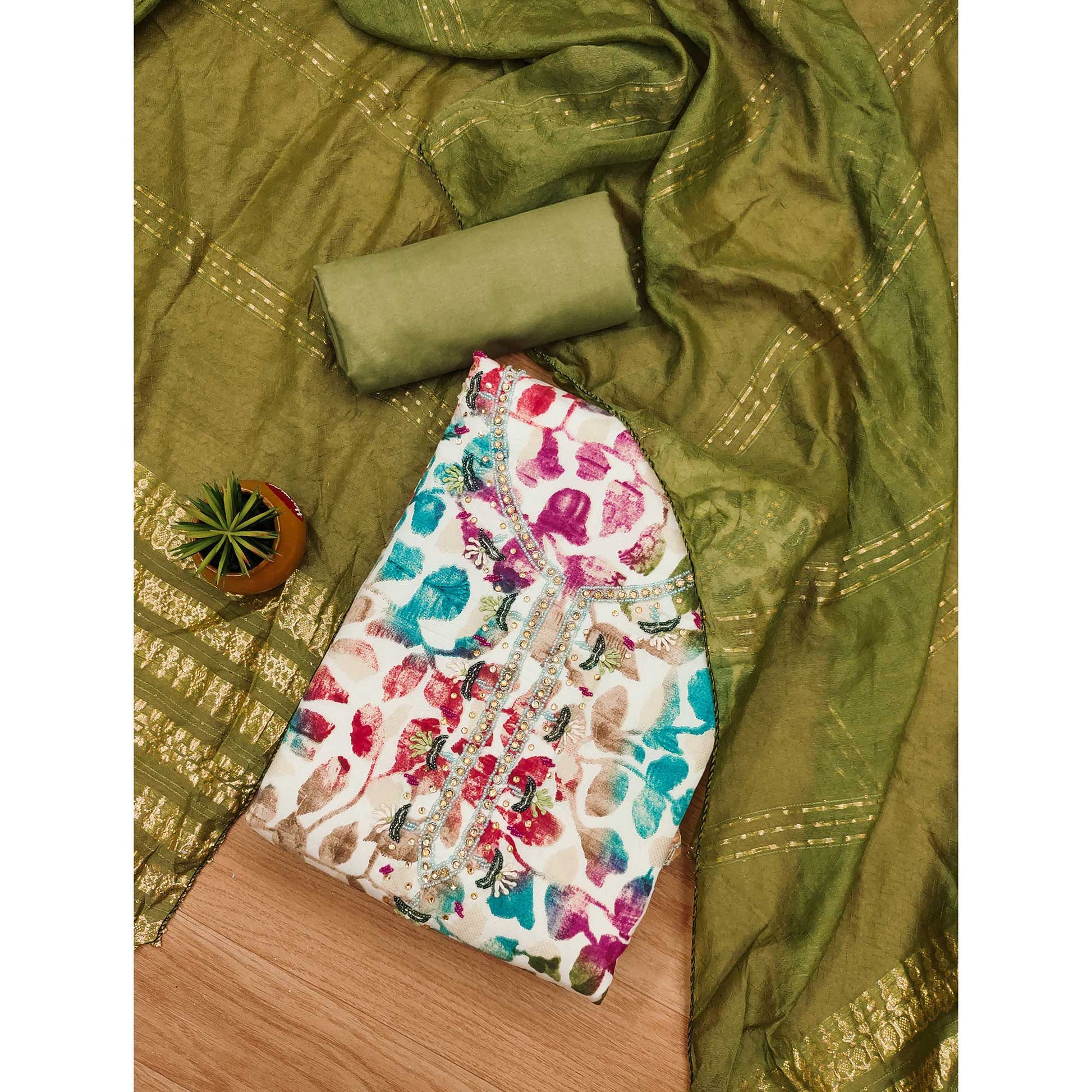 green-floral-foil-printed-with-handwork-modal-cotton-silk-dress-material